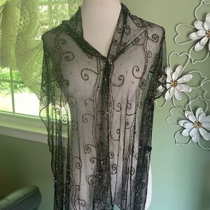 Beautiful Xazou heavily beaded scarf OS